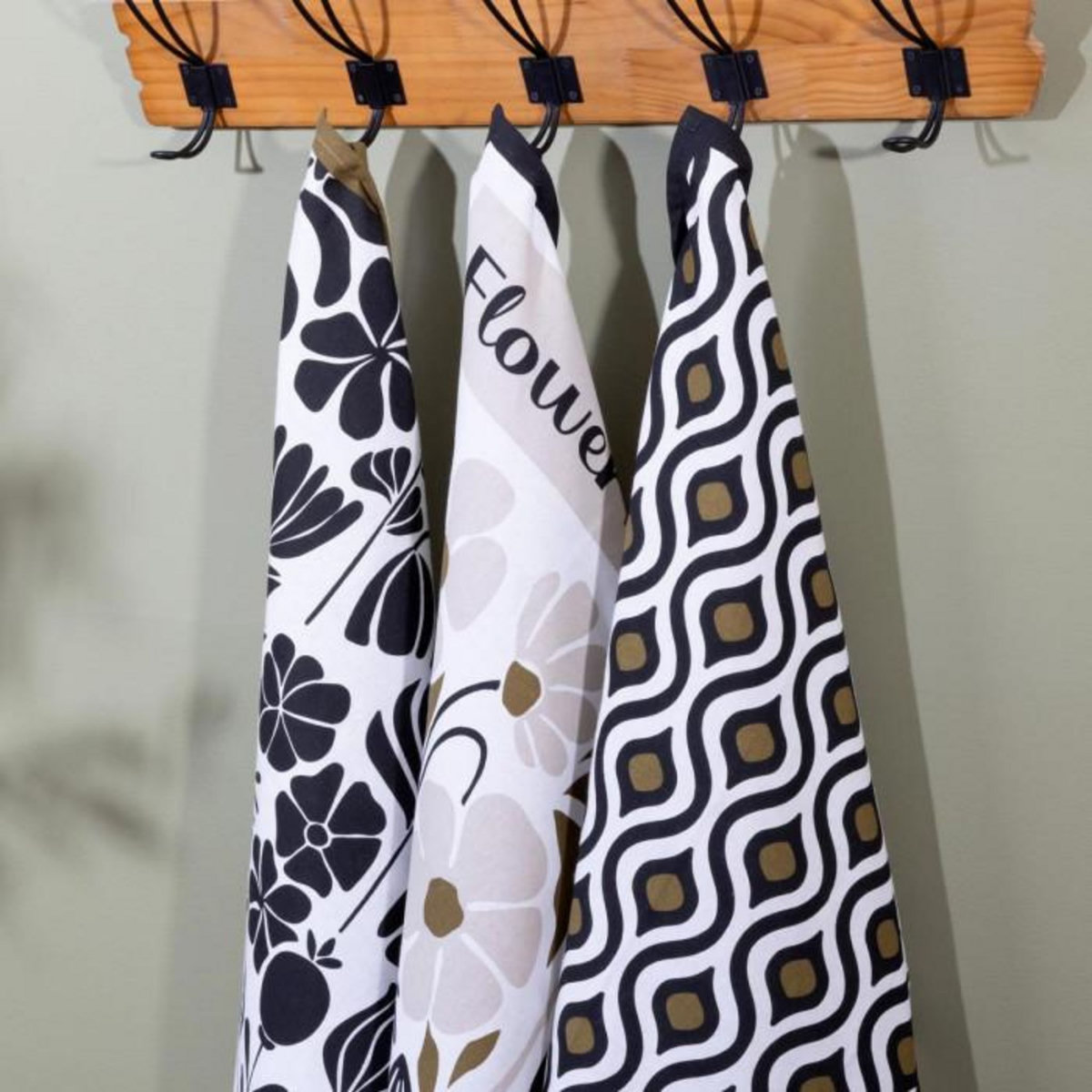 ATMOSPHERA Lot de 3 Torchons Imprimés  Twiste Lime  45x70cm Multicolore