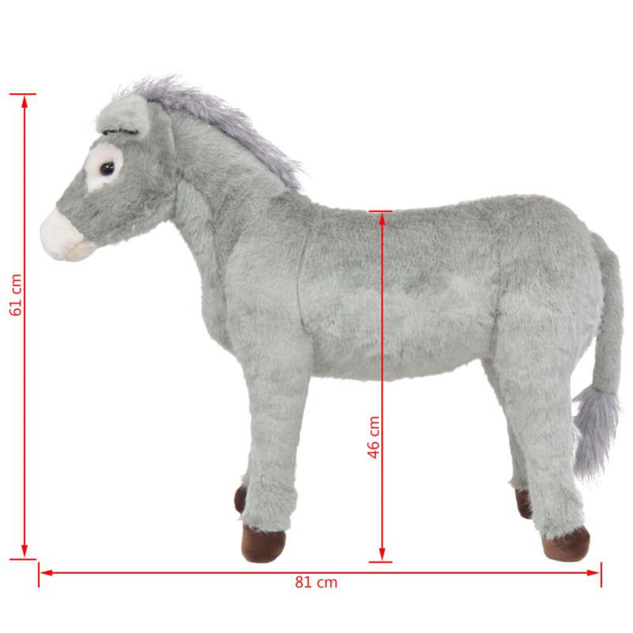 Voir la diapositive 5 : VIDAXL Jouet en peluche Âne Gris XXL