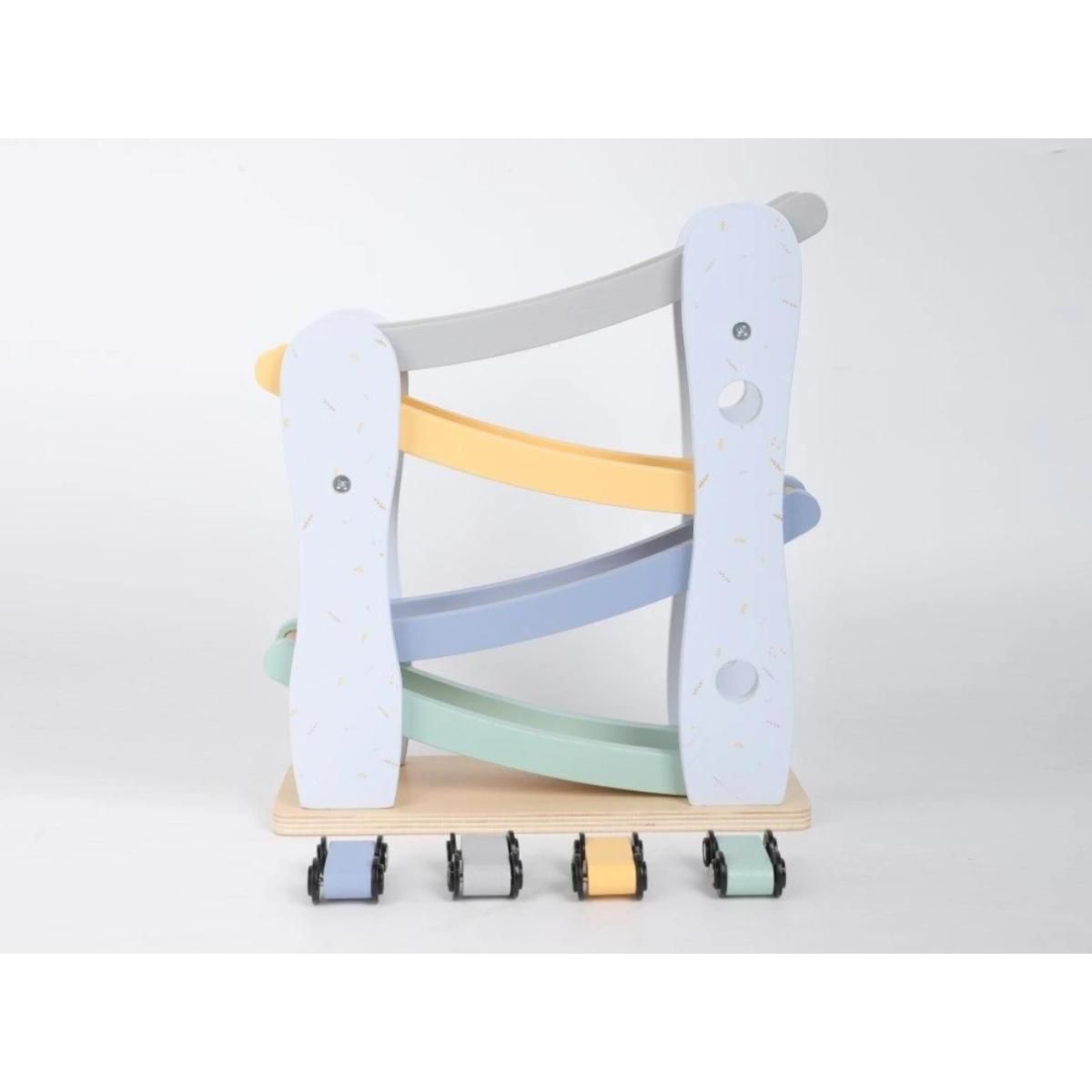 ELINELI Piste de course en bois avec 4 voitures