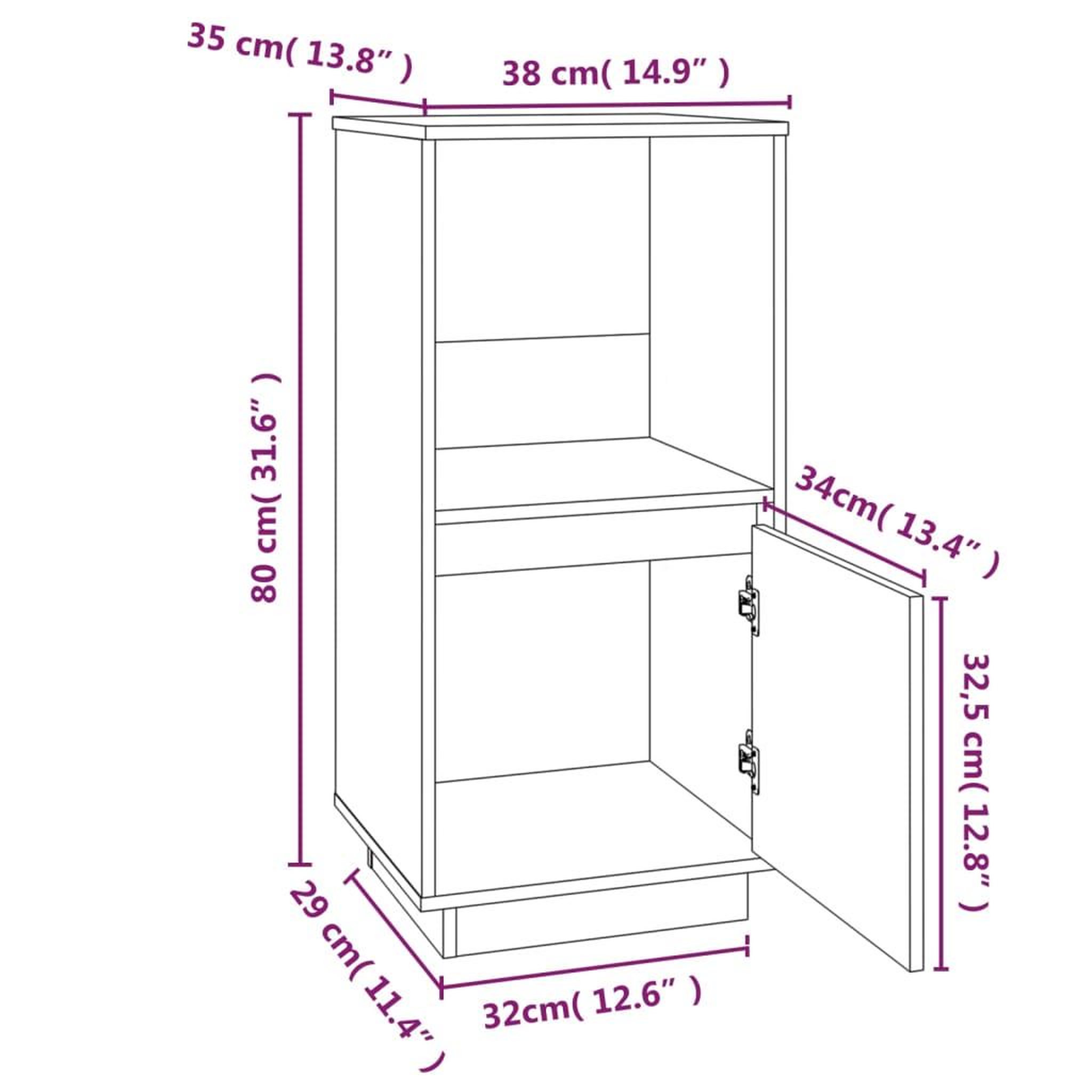 Voir la diapositive 6 : VIDAXL Buffet 38x35x80 cm Bois de pin massif