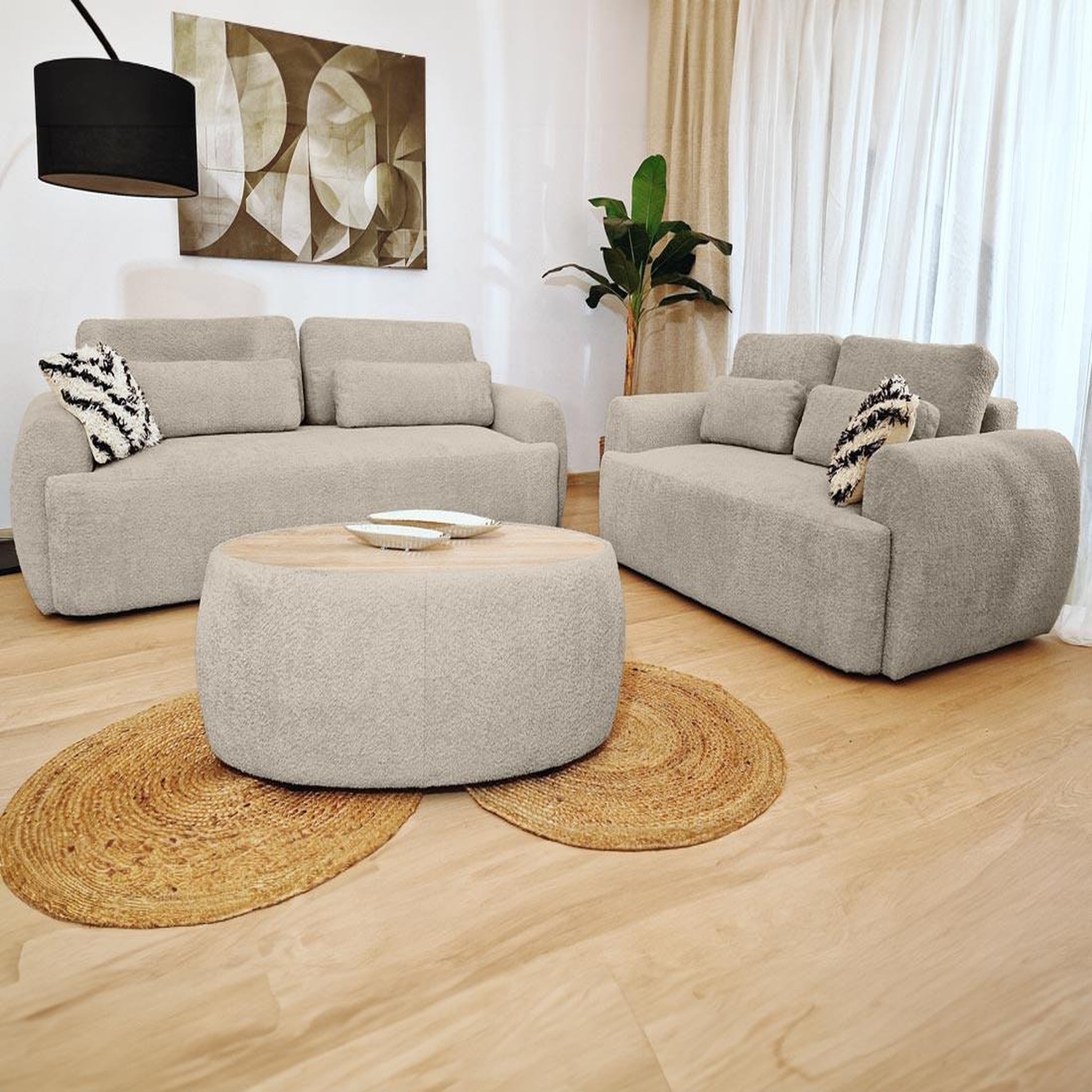 Voir la diapositive 6 : BEST MOBILIER Mahina - canapé droit 3 places - convertible avec coffre - en tissu bouclette