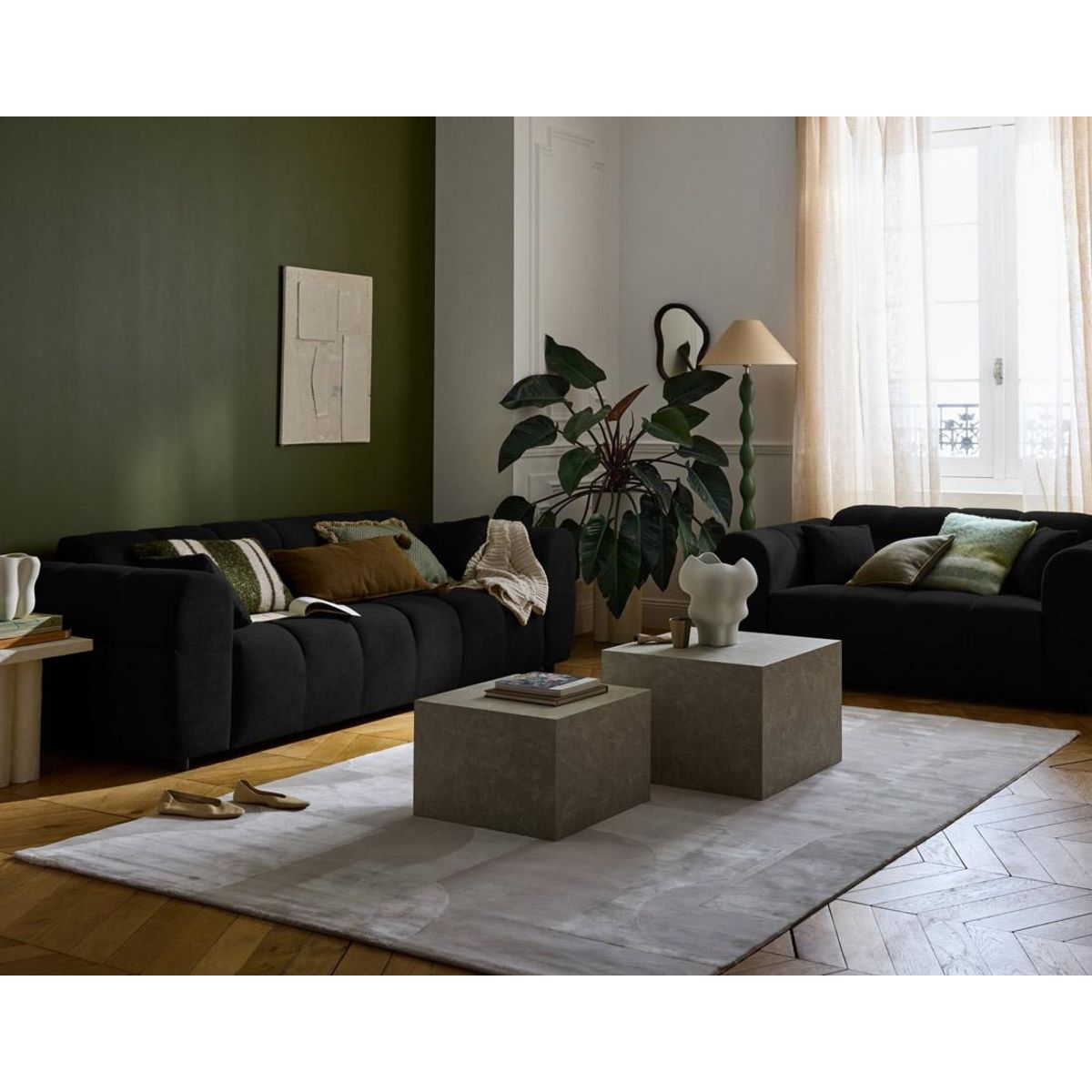 LISA DESIGN Ray - canapé droit 3 places en tissu texturé