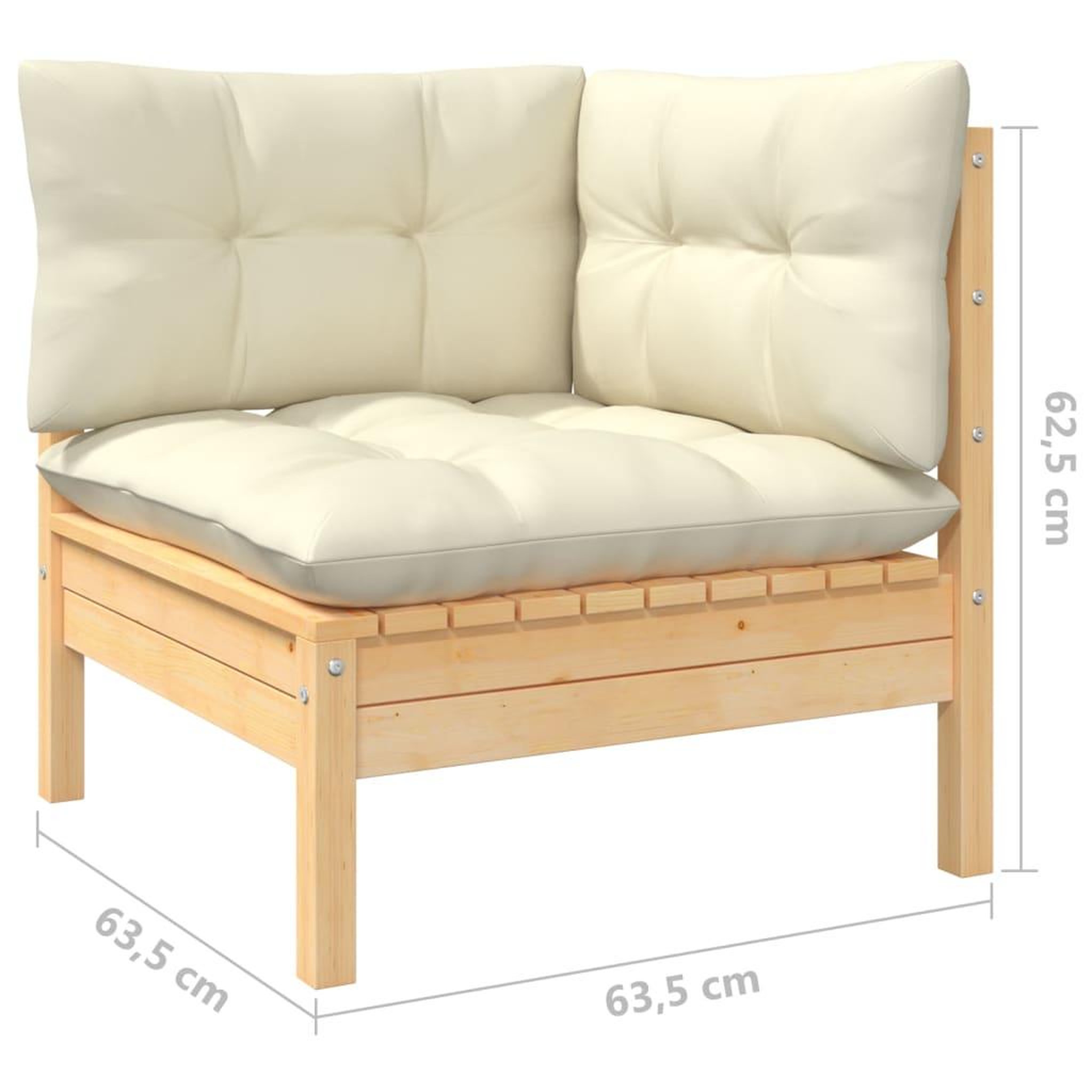 Voir la diapositive 5 : VIDAXL Salon de jardin 9 pcs avec coussins creme bois de pin massif