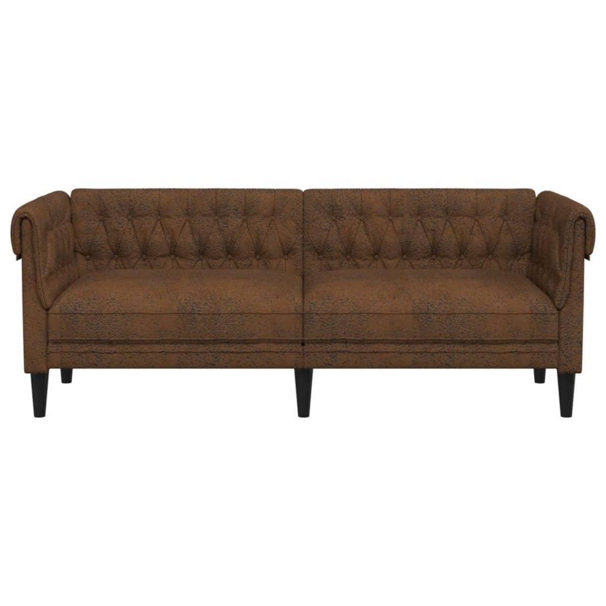 VIDAXL Canape Chesterfield 3 places marron tissu