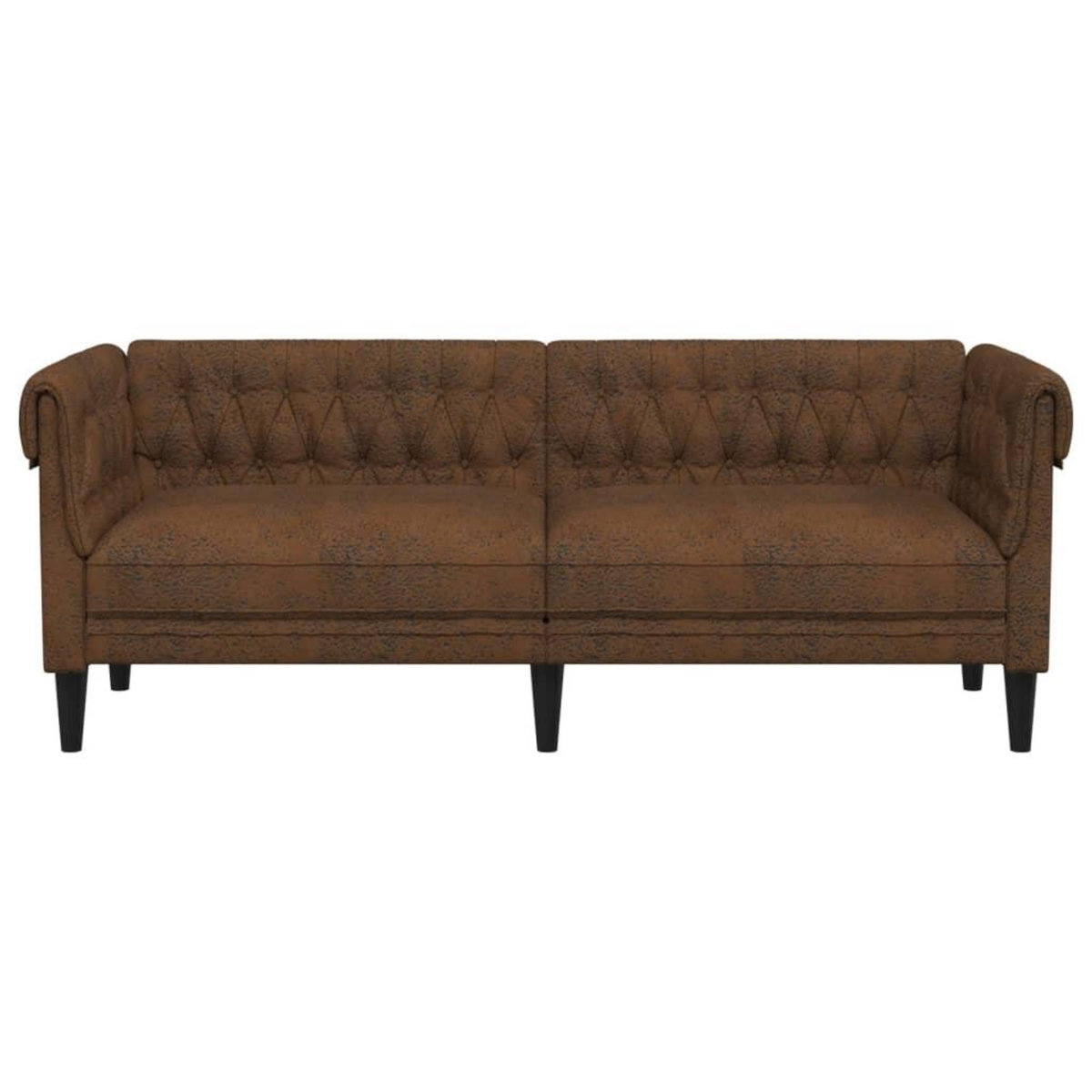 VIDAXL Canape Chesterfield 3 places marron tissu
