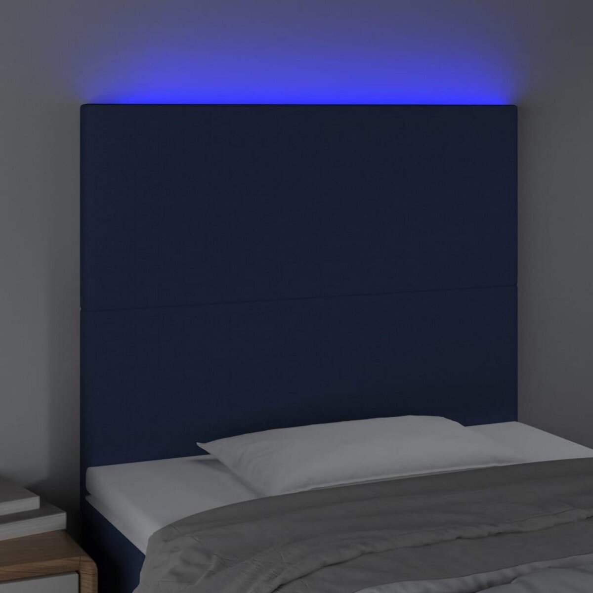 VIDAXL Tete de lit a LED Bleu 80x5x118/128 cm Tissu