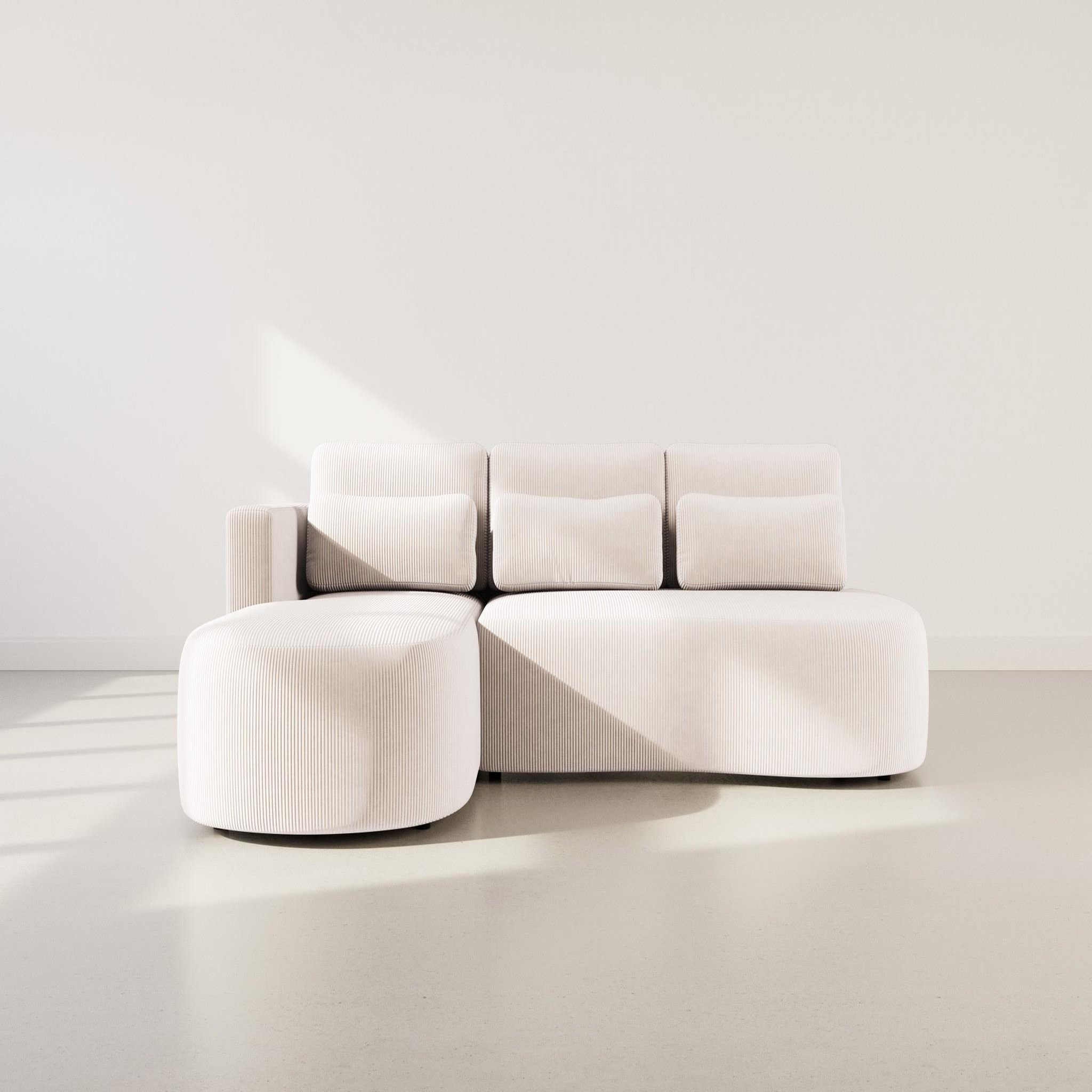 Voir la diapositive 5 : BEST MOBILIER Mahina - canapé d'angle gauche 4 places convertible avec coffre en velours côtelé