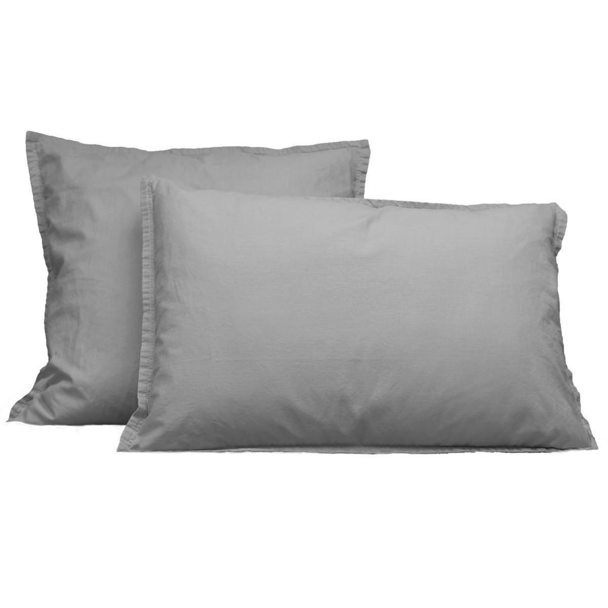 Sensei Maison Lot de 2 taies d'oreiller en coton lavé biologique ORGANIKA