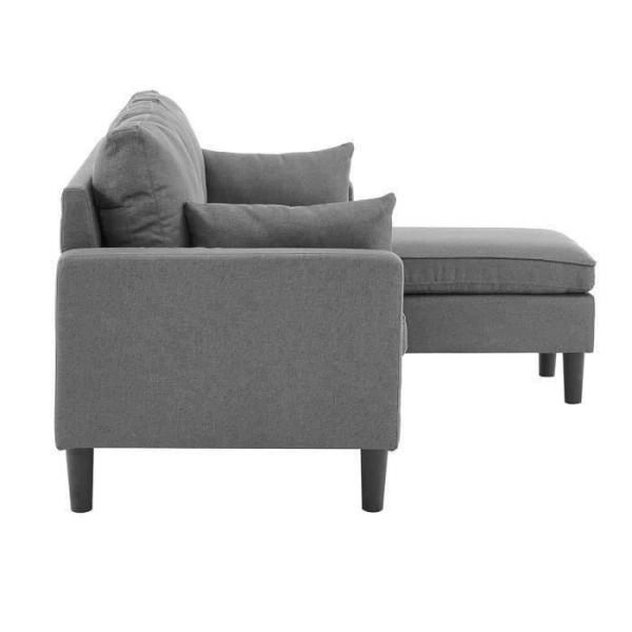 Voir la diapositive 5 : MARKET24 Canapé d'angle fixe réversible Boston - Tissu Gris foncé - L 194 x P 139 x H 83 cm