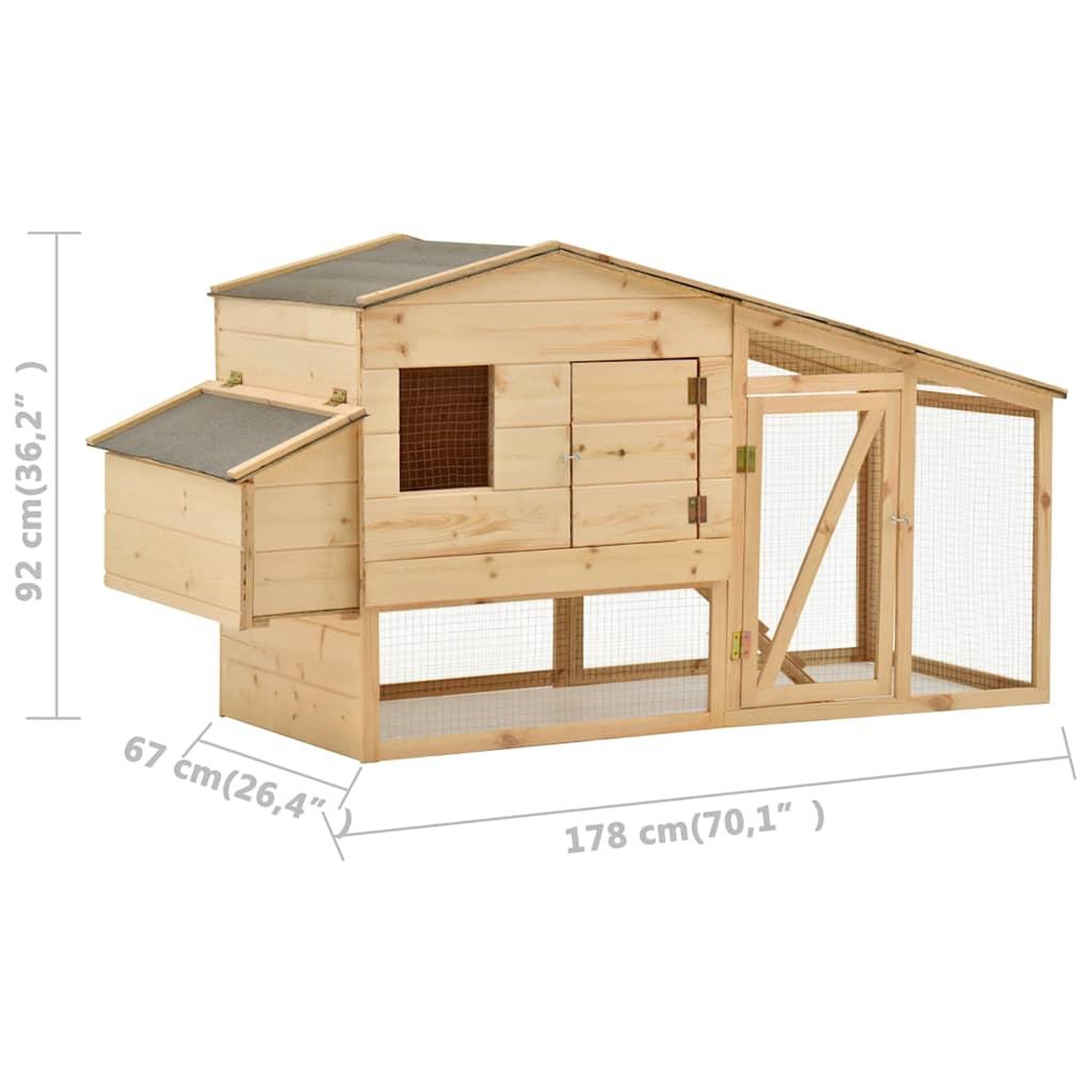 Voir la diapositive 6 : VIDAXL Poulailler Bois de pin massif 178x67x92 cm
