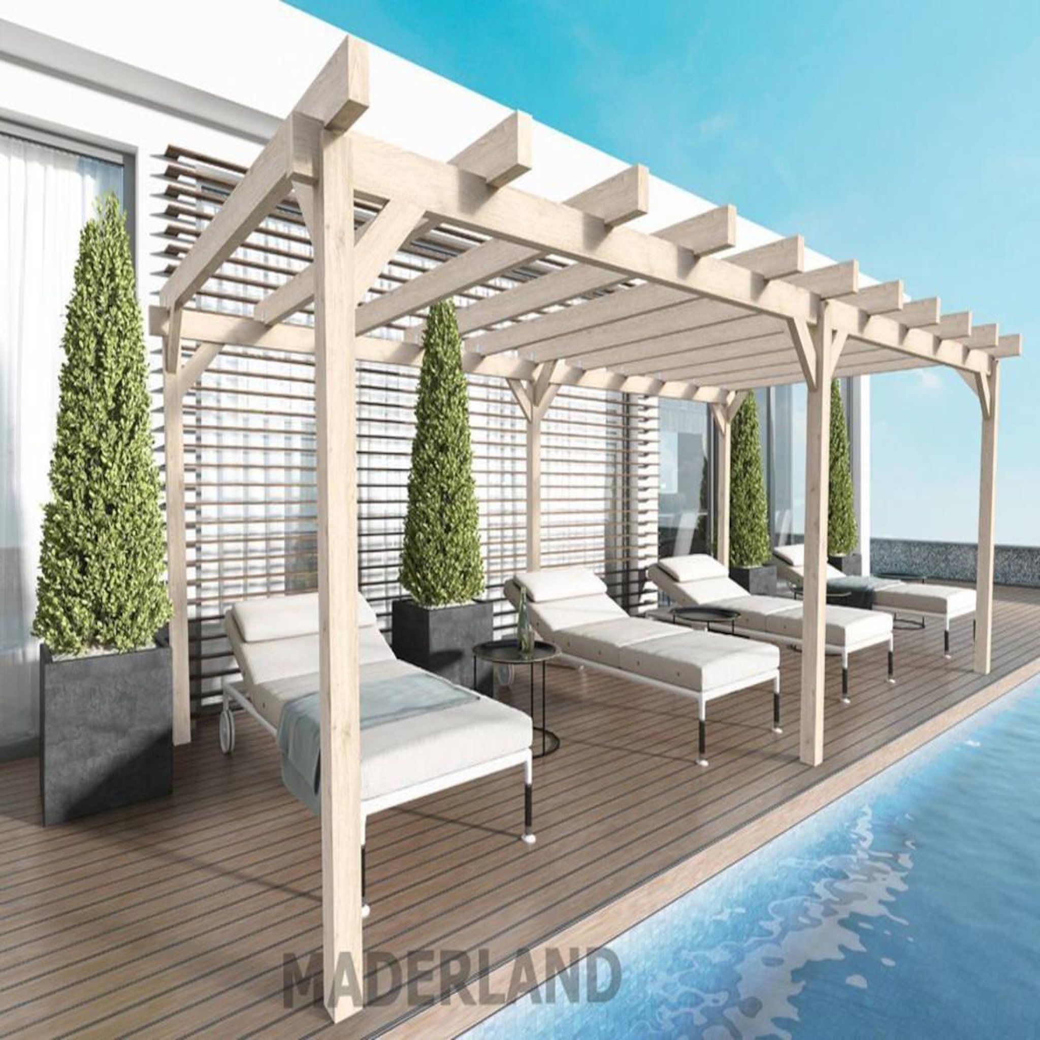 JARDIDECO Pergola en bois lamellé-collé marseille 1000 x 500 cm - maderland