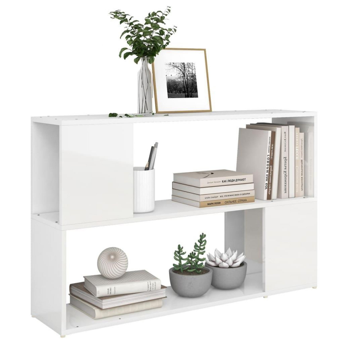 VIDAXL Bibliotheque Blanc brillant 100x24x63 cm Bois d'ingenierie