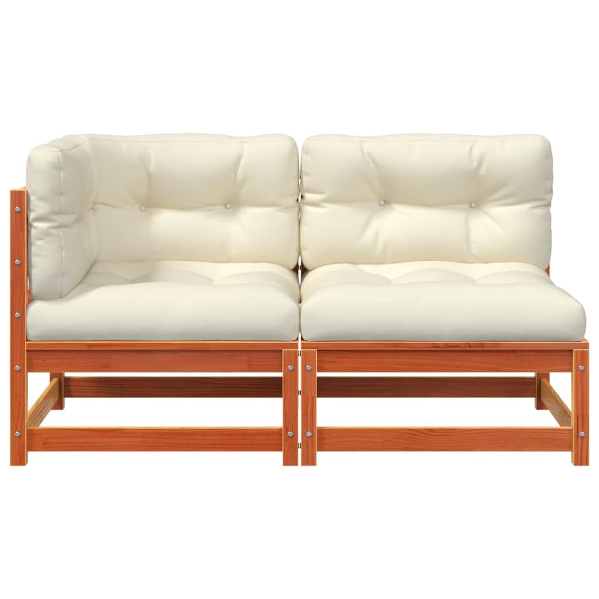 Voir la diapositive 5 : VIDAXL Canape de jardin coussins 2 places cire marron bois pin massif