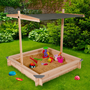 Voir la diapositive 2 : ID MARKET Bac à sable KIDS bois avec toit ouvrant gris