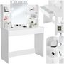 Voir la diapositive 1 : tectake Coiffeuse avec miroir style hollywoodien blanc