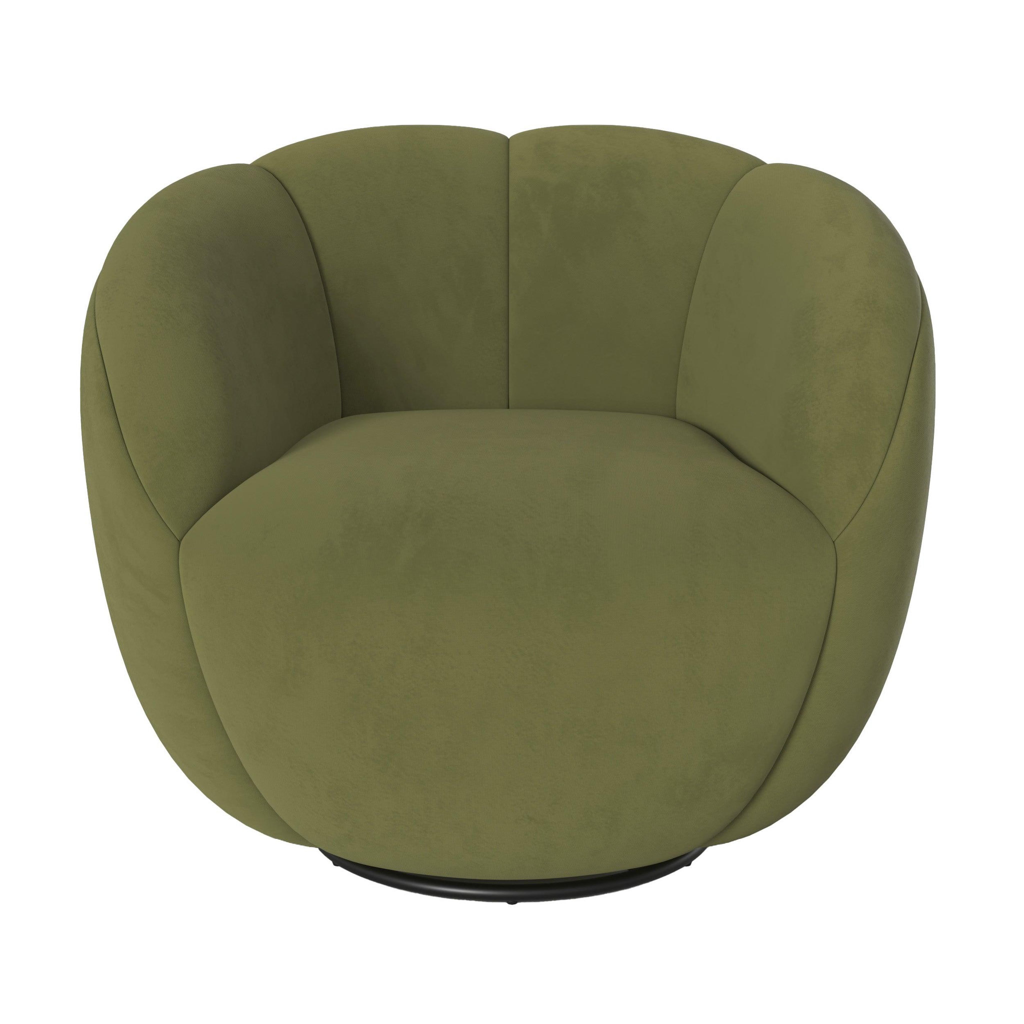 MAISON PAVANE Fauteuil pivotant en velours vert olive foncé-ysé