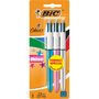 Voir la diapositive 1 : BIC Lot de 3 stylos bille 4 couleurs rétractables pointe moyenne Shine 1 argent/1 rose/1 bleu