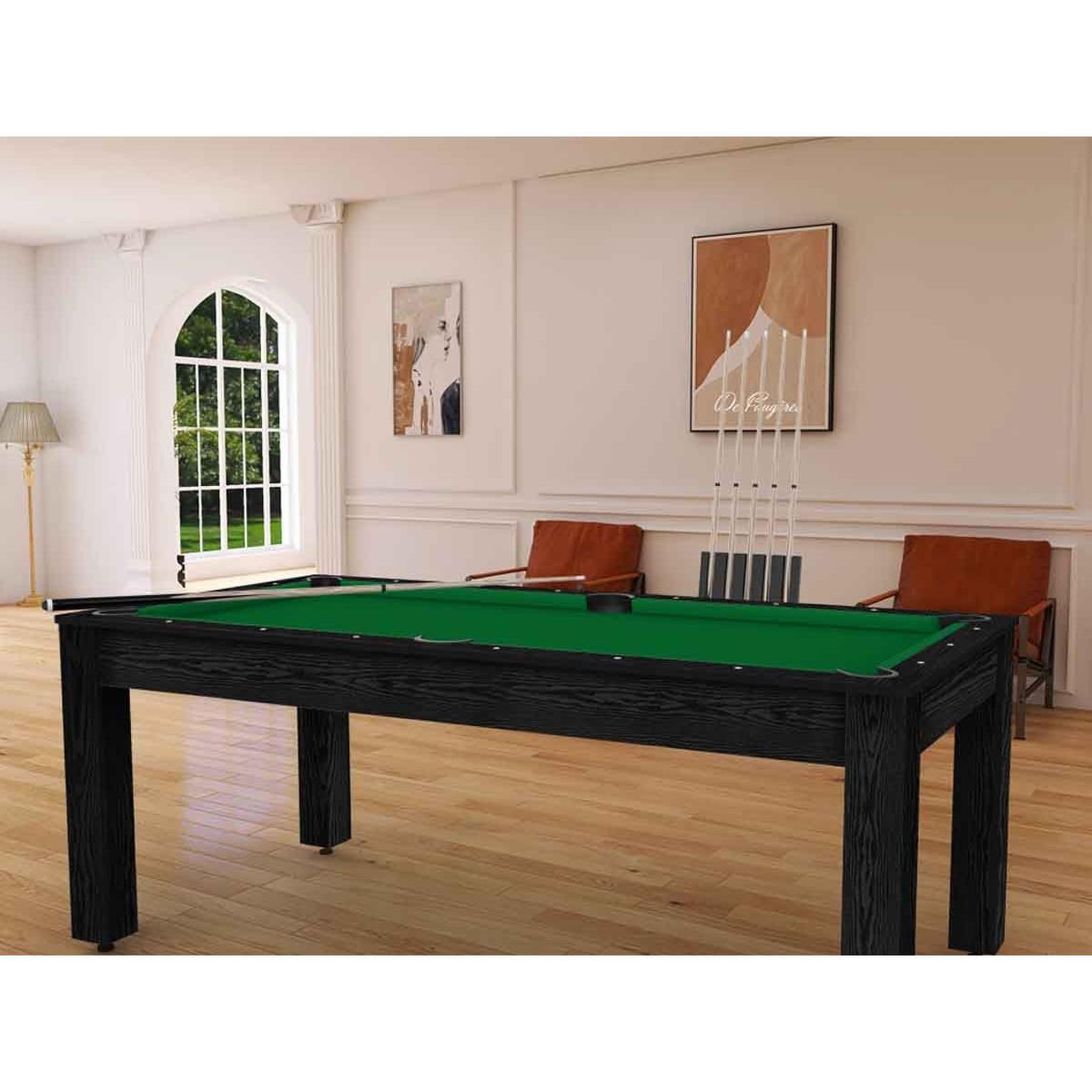Voir la diapositive 2 : DE FAUGERES Table de Billard Convertible  Oregon  213cm Noir & Vert