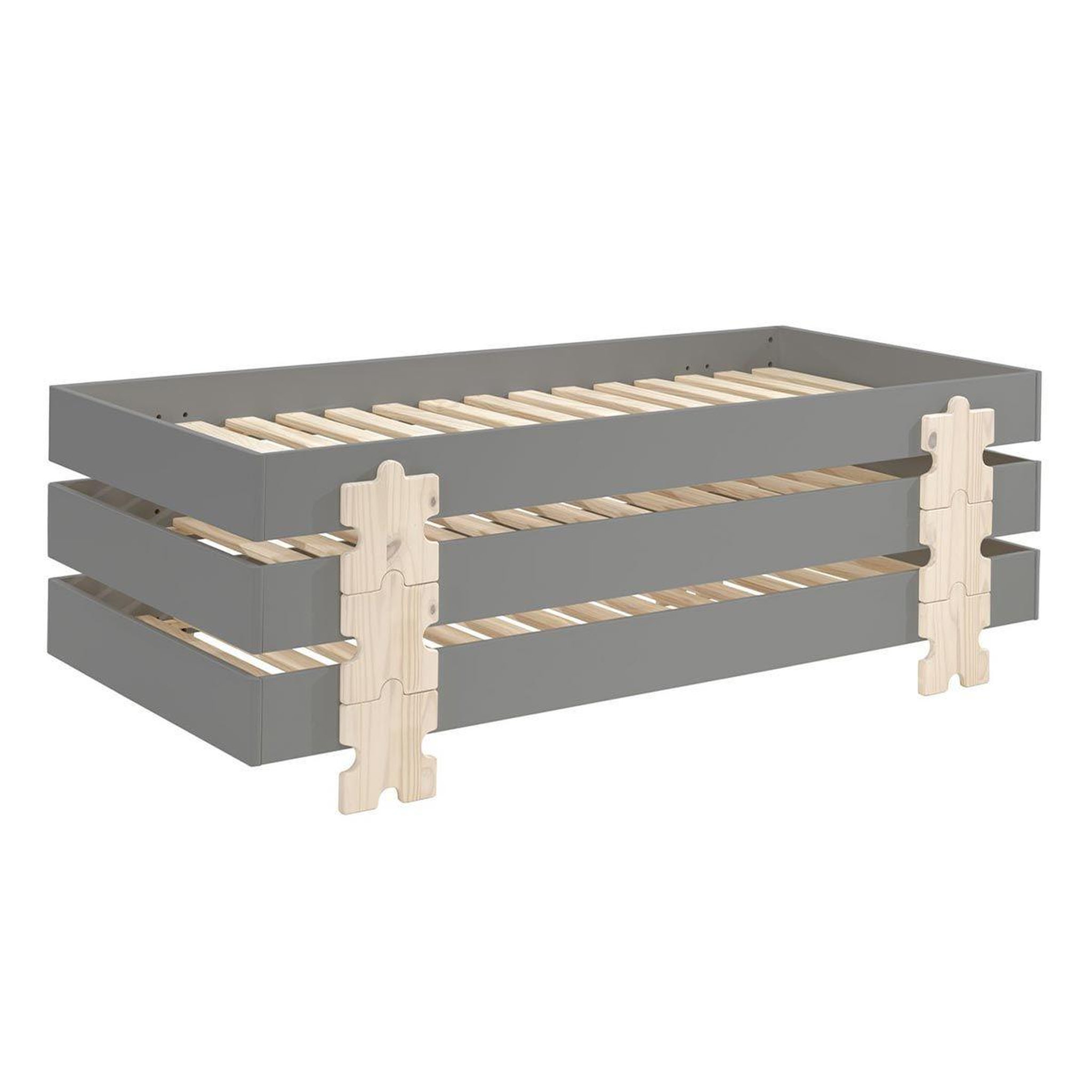 Voir la diapositive 2 : Paris Prix Lit enfant en bois  modulo puzzle iv  90x200cm gris