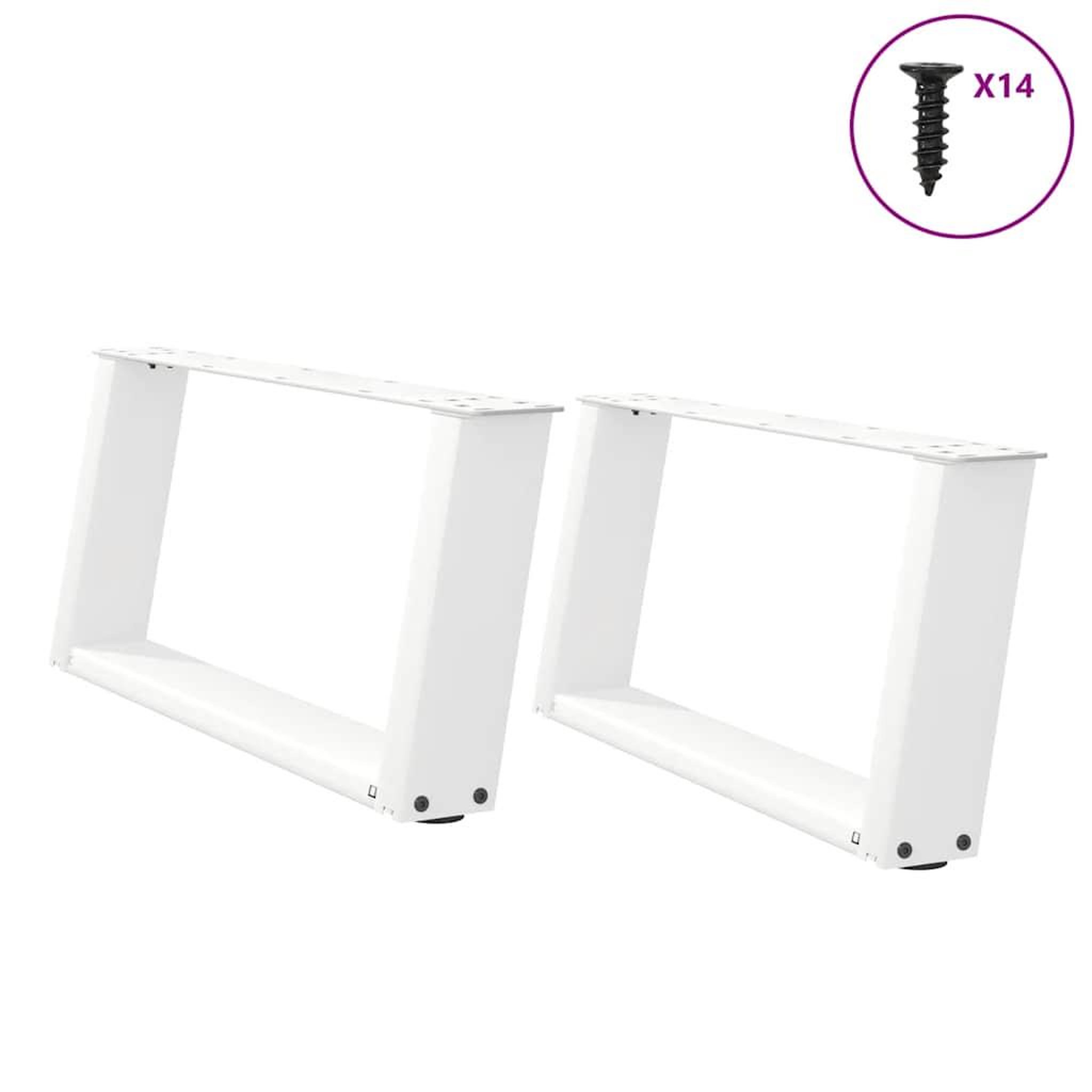 VIDAXL Pieds de table basse forme de U 2 pcs blanc 70x(30-31) cm acier