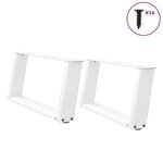 VIDAXL Pieds de table basse forme de U 2 pcs blanc 70x(30-31) cm acier