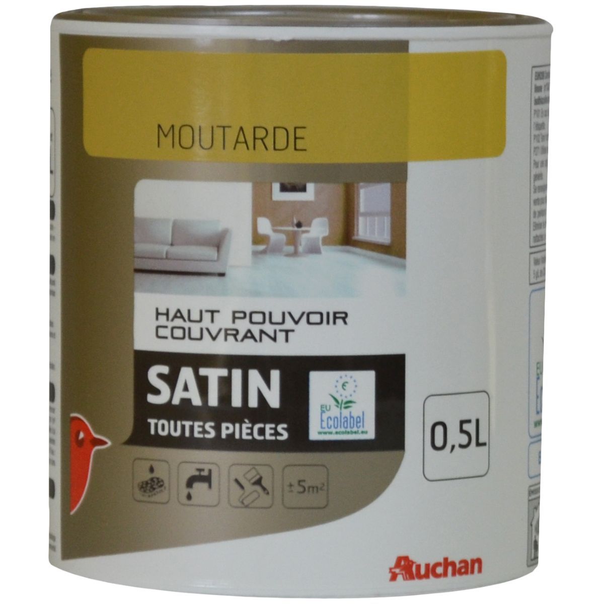 AUCHAN Peinture murale satin couleur moutarde 