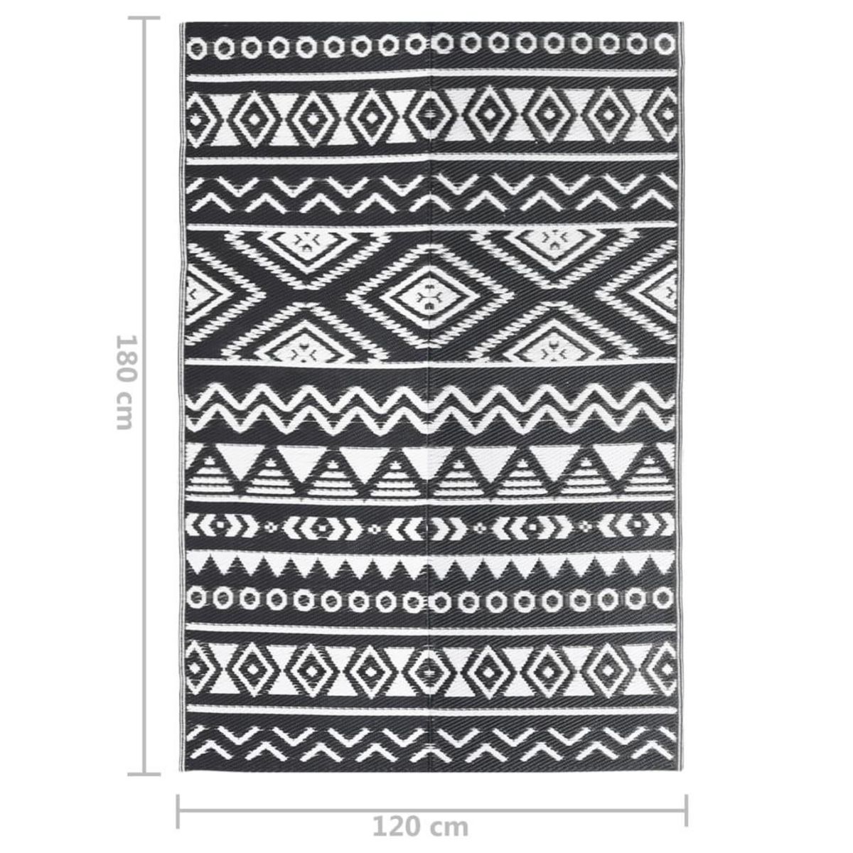 VIDAXL Tapis d'exterieur ARAKIL Noir 120x180 cm PP