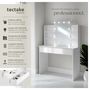 Voir la diapositive 2 : tectake Coiffeuse avec miroir style hollywoodien blanc