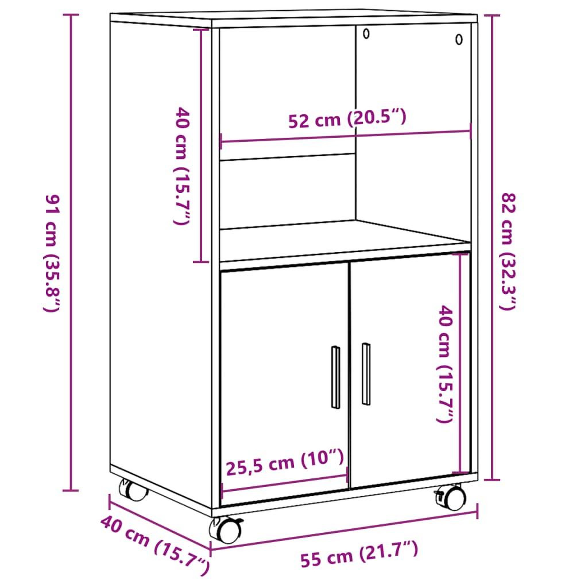 Voir la diapositive 6 : VIDAXL Armoire a roulettes blanc 55x40x91 cm bois d'ingenierie
