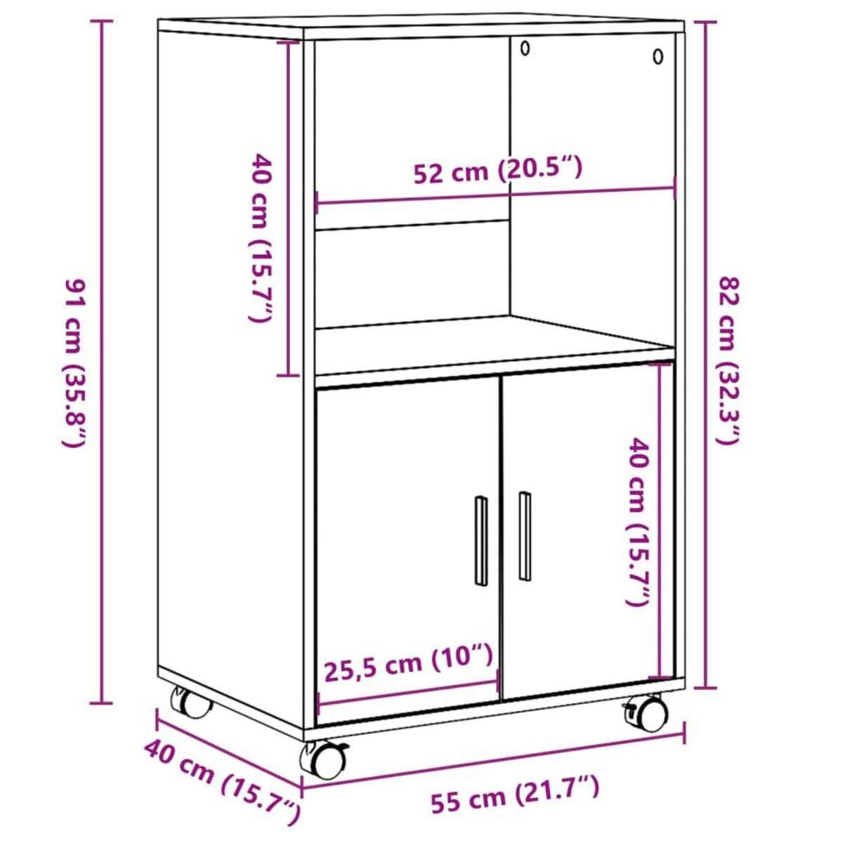 VIDAXL Armoire a roulettes blanc 55x40x91 cm bois d'ingenierie