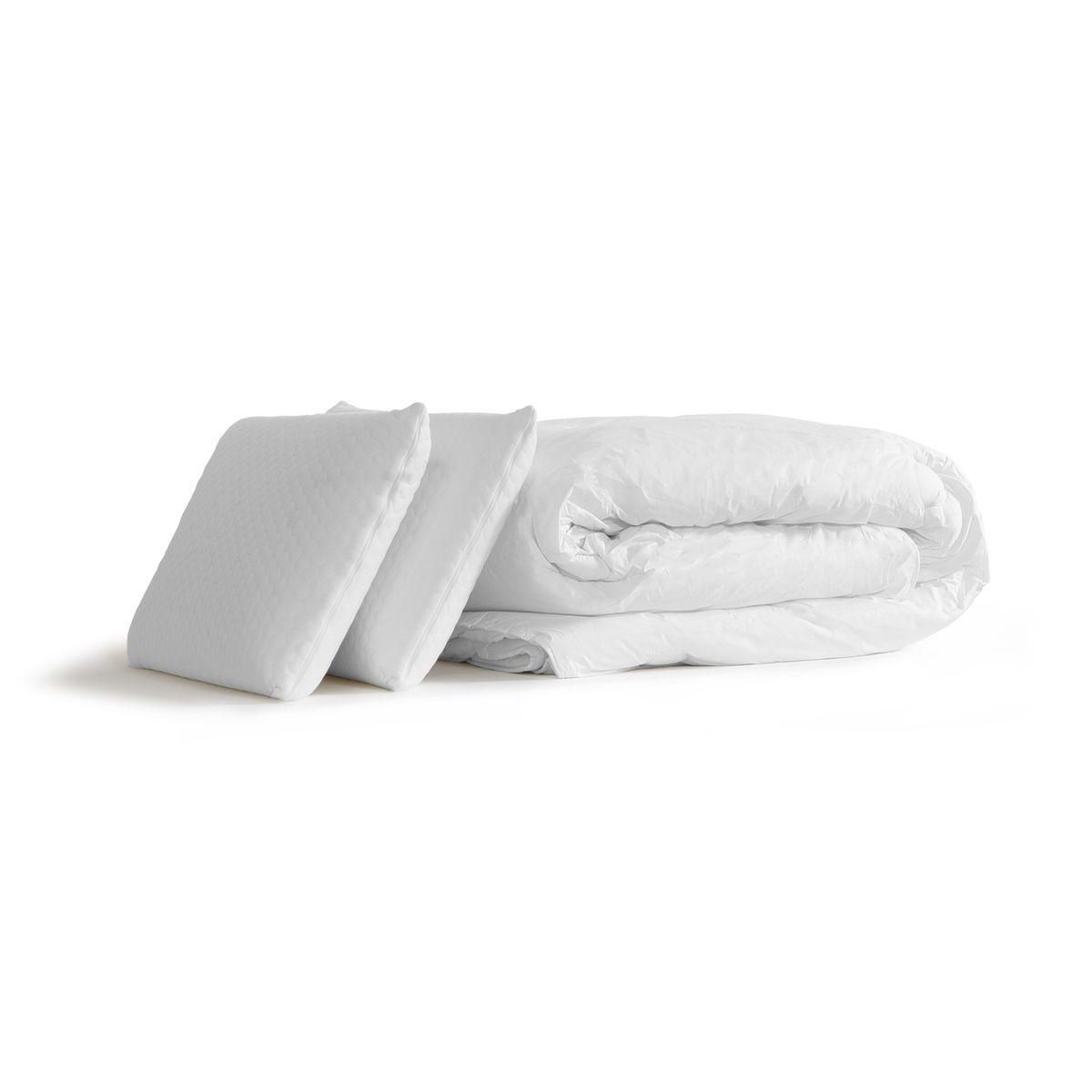 SEPTNUITS Pack matelas Memo + sommier kit blanc + 2 oreillers mémoire de forme