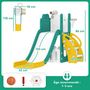 Voir la diapositive 3 : HOMCOM Toboggan enfant design grenouille - panier de basket-ball intégré - ballon, pompe inclus - HDPE blanc jaune turquoise