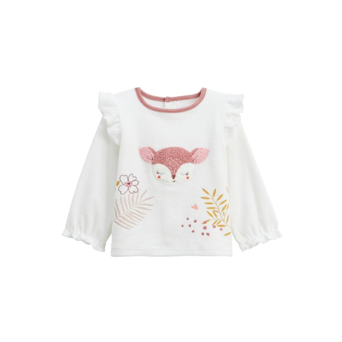 Petit Béguin Pyjama bébé 2 pièces en velours avec pieds Oona