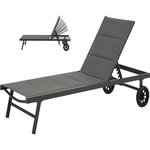 Habitat et Jardin Bain de soleil textilène matelassé et aluminium  Bella  - Phoenix - Gris foncé