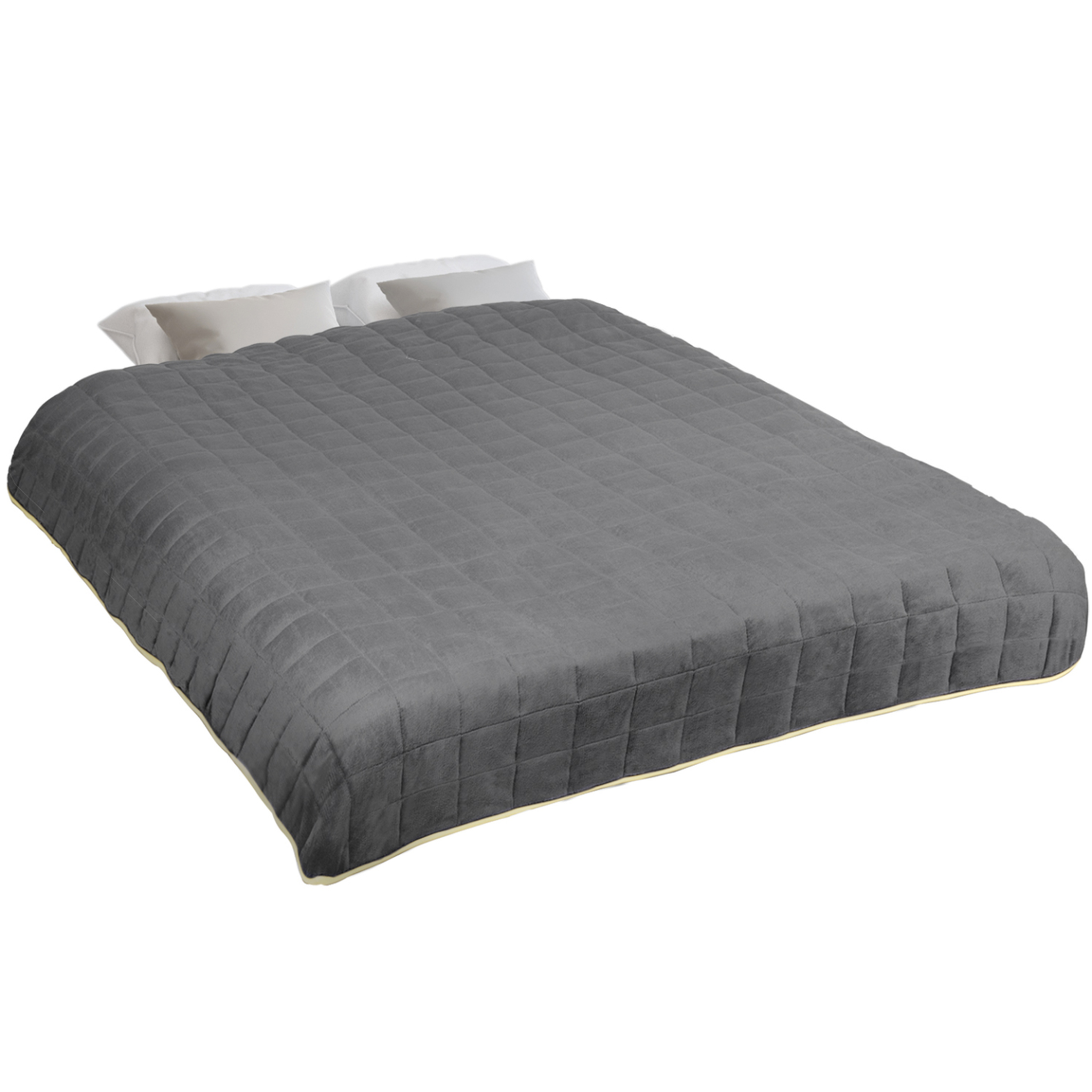 Voir la diapositive 3 : ID MARKET Couverture lestée 150x200 cm celeste bicolore gris et crème 7 kg