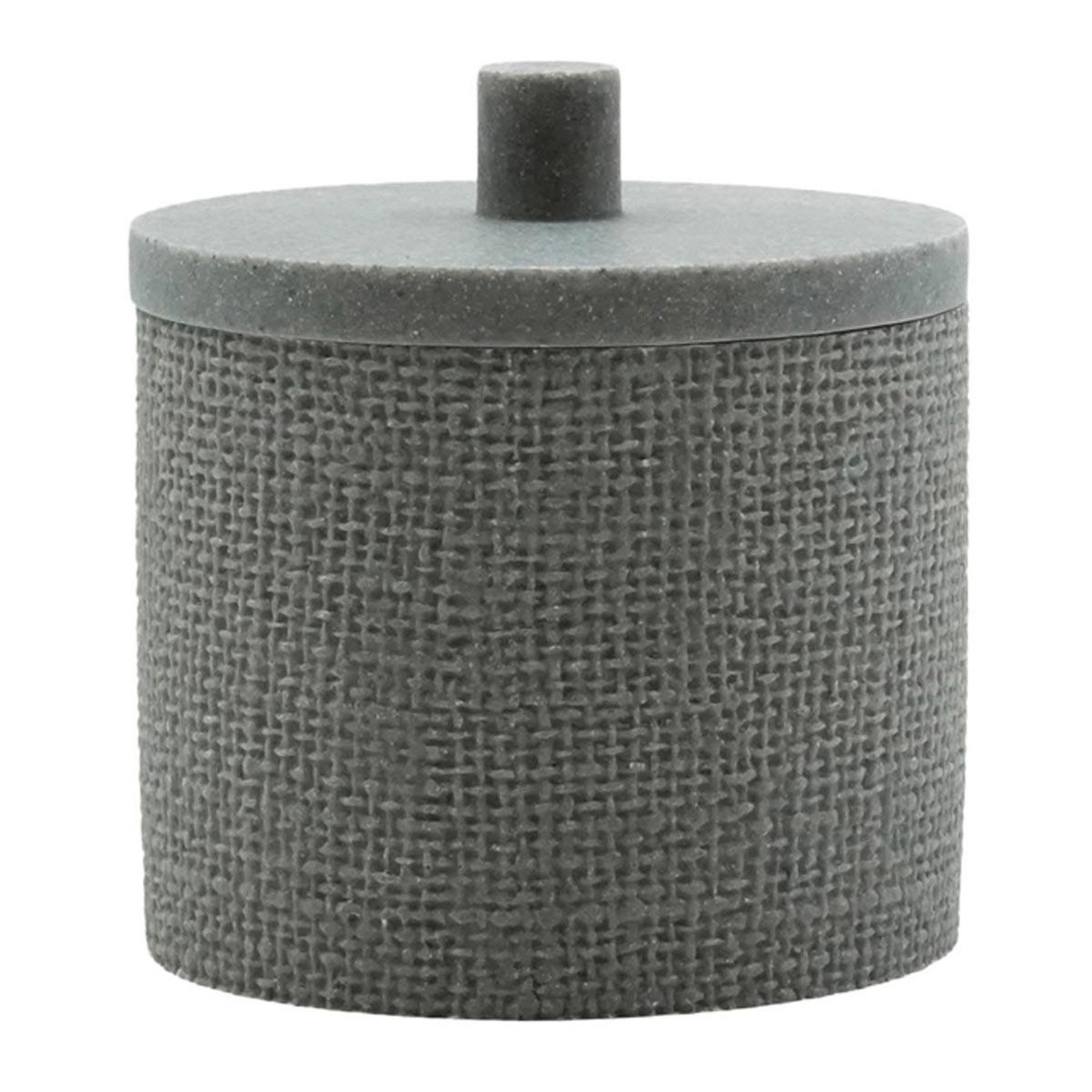 Douceur d'Intérieur Pot à cotons effet tissé  spa  10cm gris