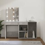 VIDAXL Coiffeuse a LED avec armoire Gris beton Bois d'ingenierie