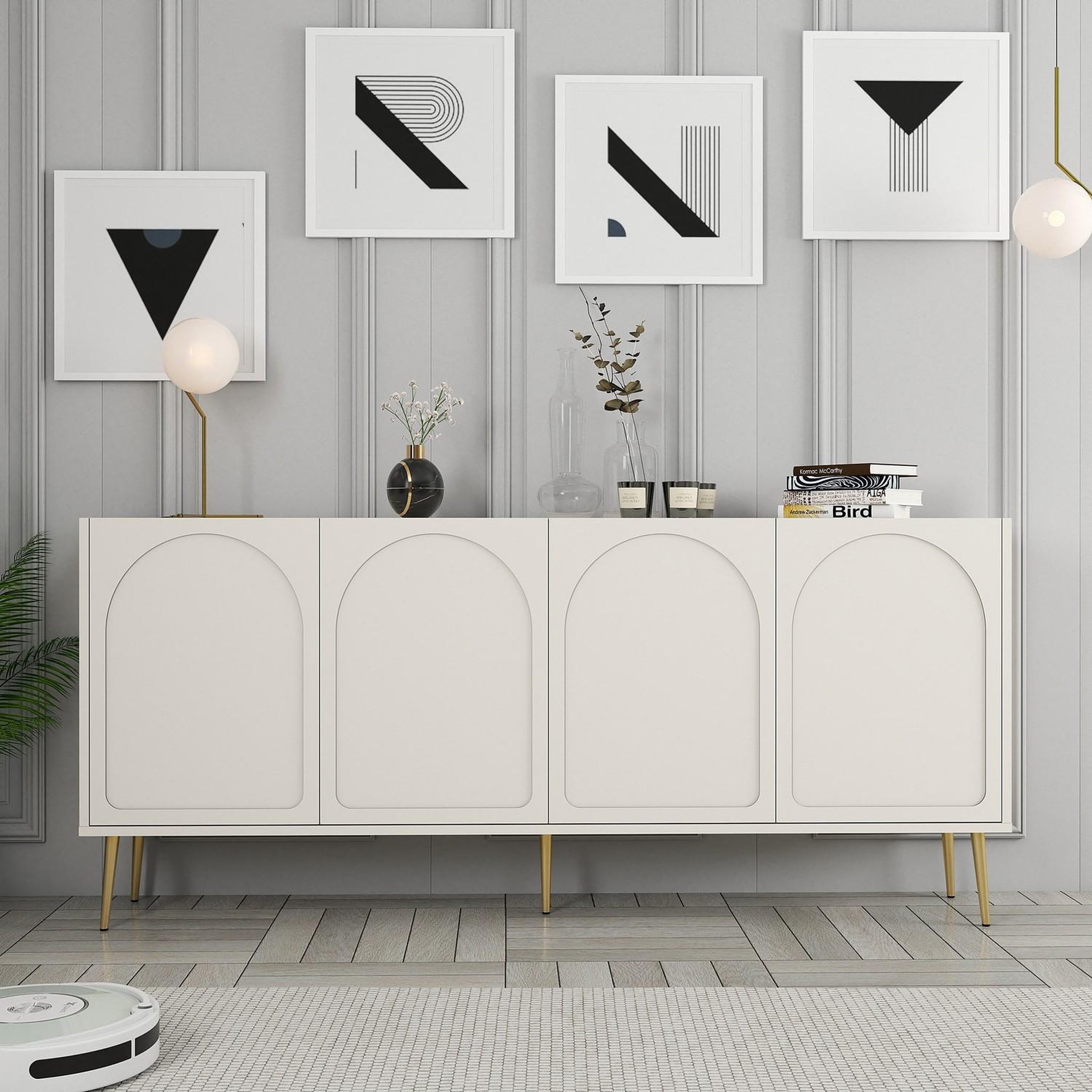 Voir la diapositive 2 : Habitat et Jardin Buffet en bois  lyon  - 180 x 35 x 80 cm - crème, or
