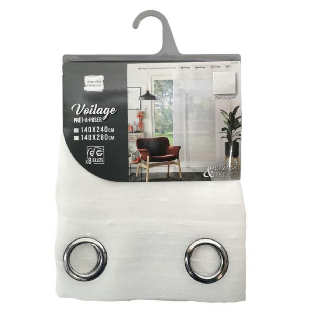 Paris Prix Rideau Voilage à Œillets  Opalia  140x240cm Blanc