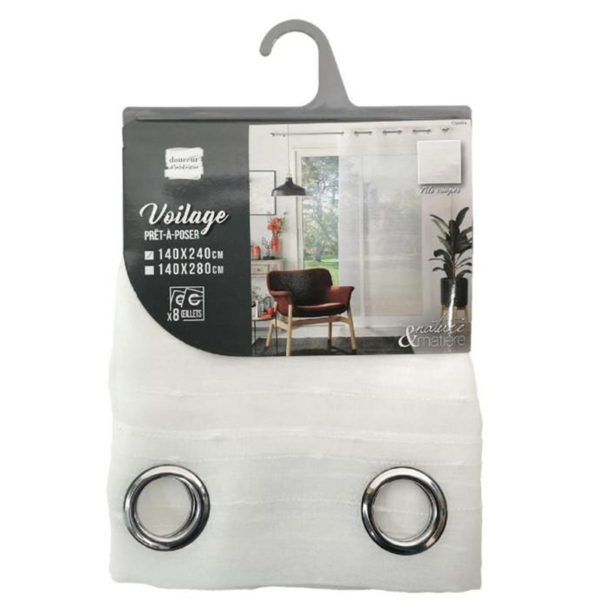Paris Prix Rideau Voilage à Œillets  Opalia  140x240cm Blanc
