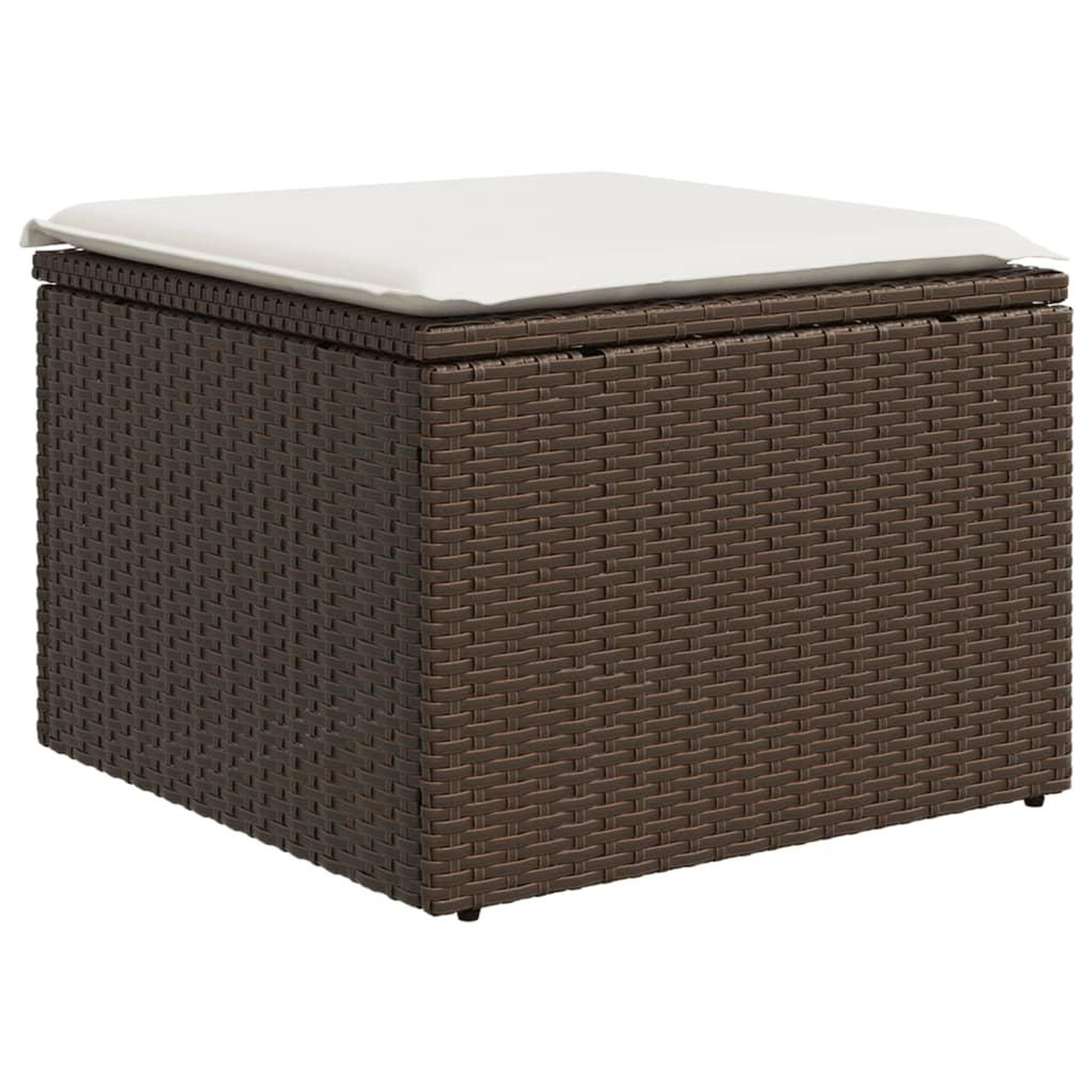 Voir la diapositive 2 : VIDAXL Tabouret de jardin avec coussin brun 55x55x37 cm resine tressee