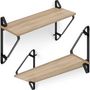 Voir la diapositive 1 : tectake Lot de 2 étagères murales style industriel Bois clair industriel, Chêne Sonoma