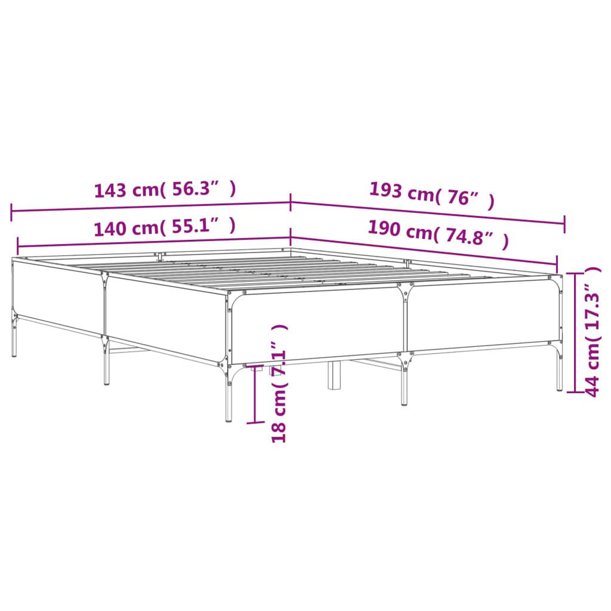 Voir la diapositive 6 : VIDAXL Cadre de lit sans matelas noir 140x190 cm