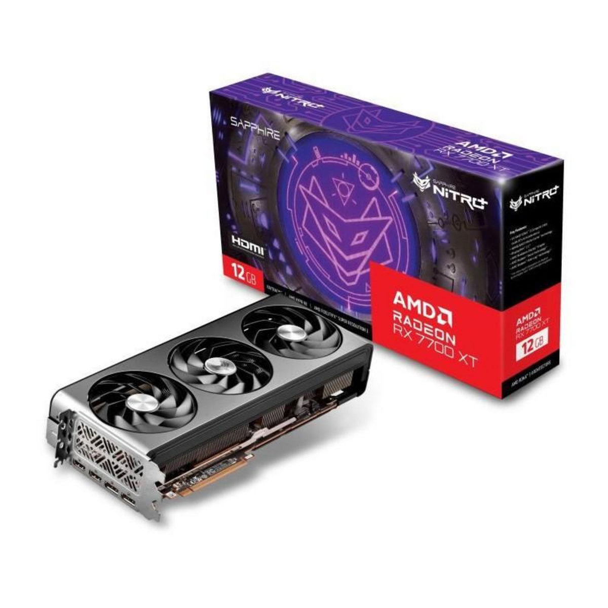 Sapphire Technology SAPPHIRE - Carte Graphique - NITRO+ AMD RADEON™ RX 7700 XT GAMING OC 12GB - GDDR6 - DUAL HDMI / DUAL DP