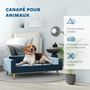 Voir la diapositive 6 : PAWHUT Canapé chien style art déco - dim. 94L x 59l x 31H cm - coussin amovible déhoussable - acier doré velours bleu