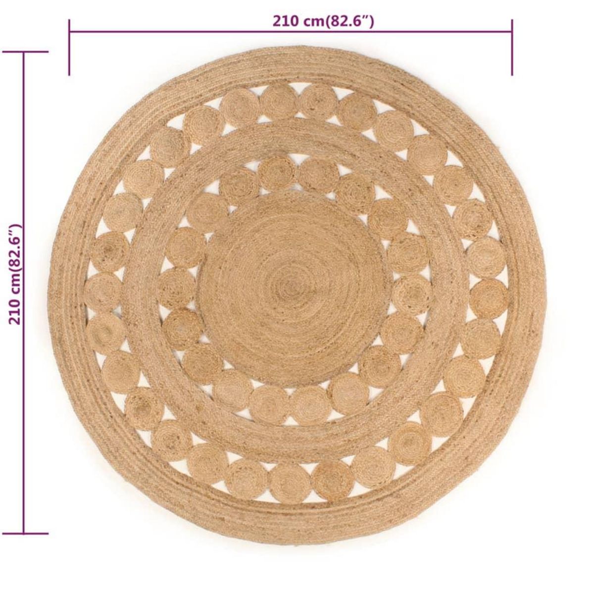 VIDAXL Tapis Design tresse Jute 210 cm Rond