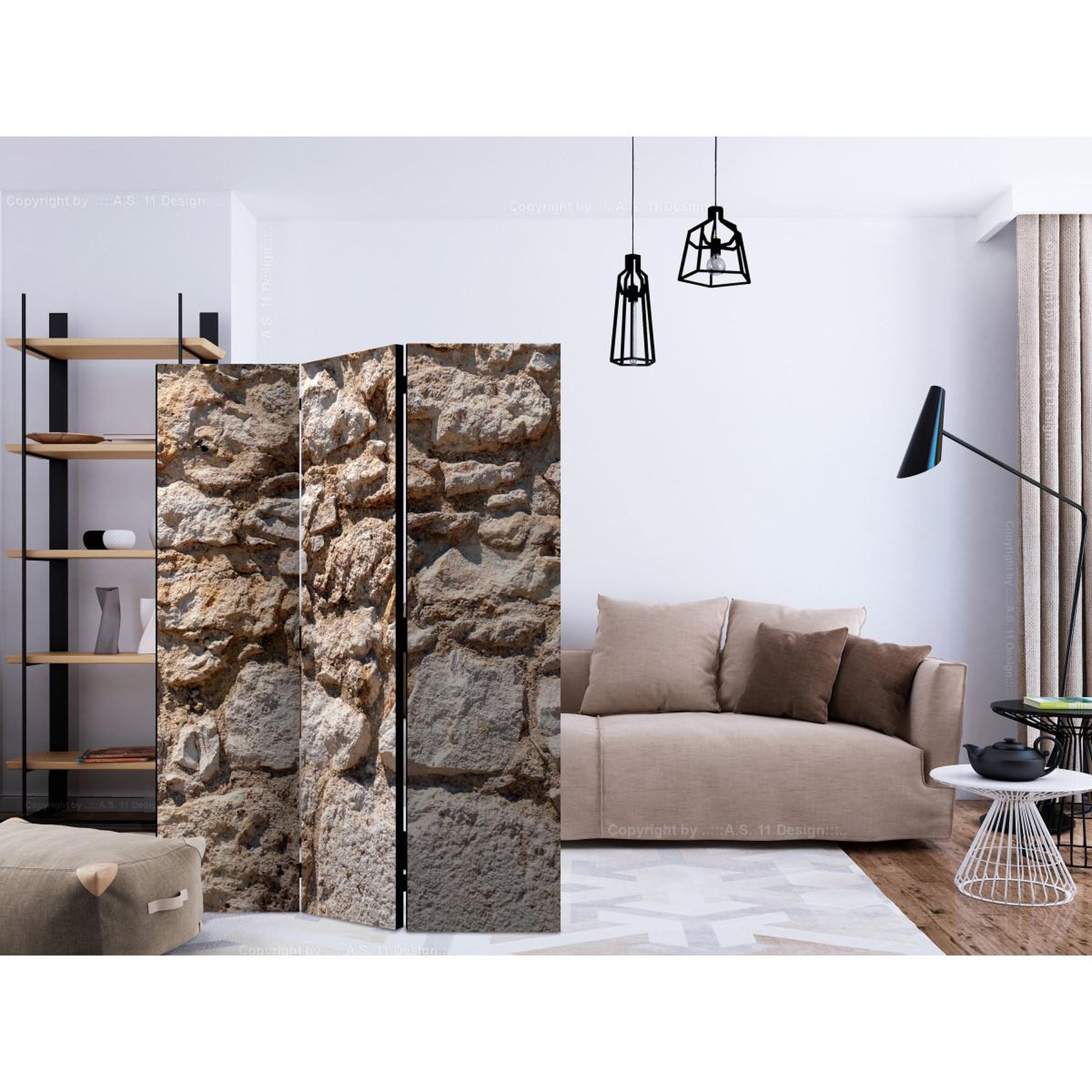 Voir la diapositive 2 : Paris Prix Paravent 3 volets  stone castle  135x172cm