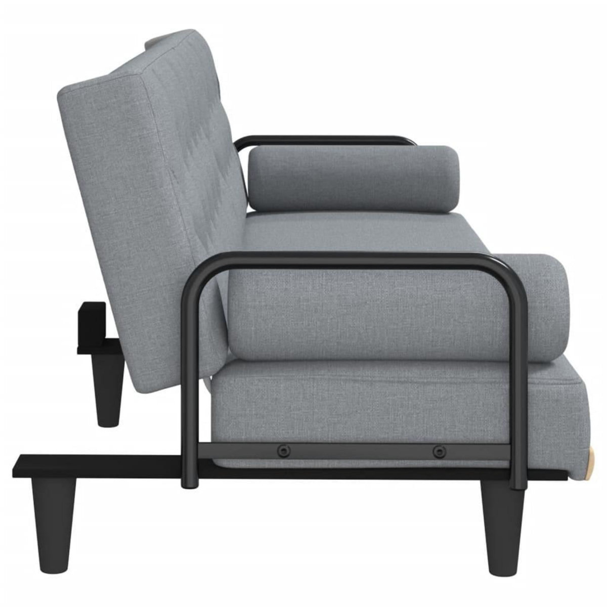 VIDAXL Canape-lit avec accoudoirs gris clair tissu
