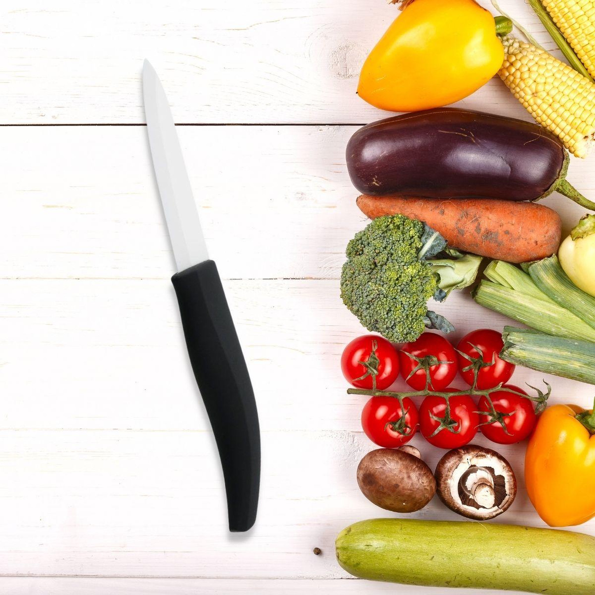 Voir la diapositive 2 : NIROSTA Lot de 2 couteaux de cuisine avec lame en céramique de 7,5 cm nirosta céramique