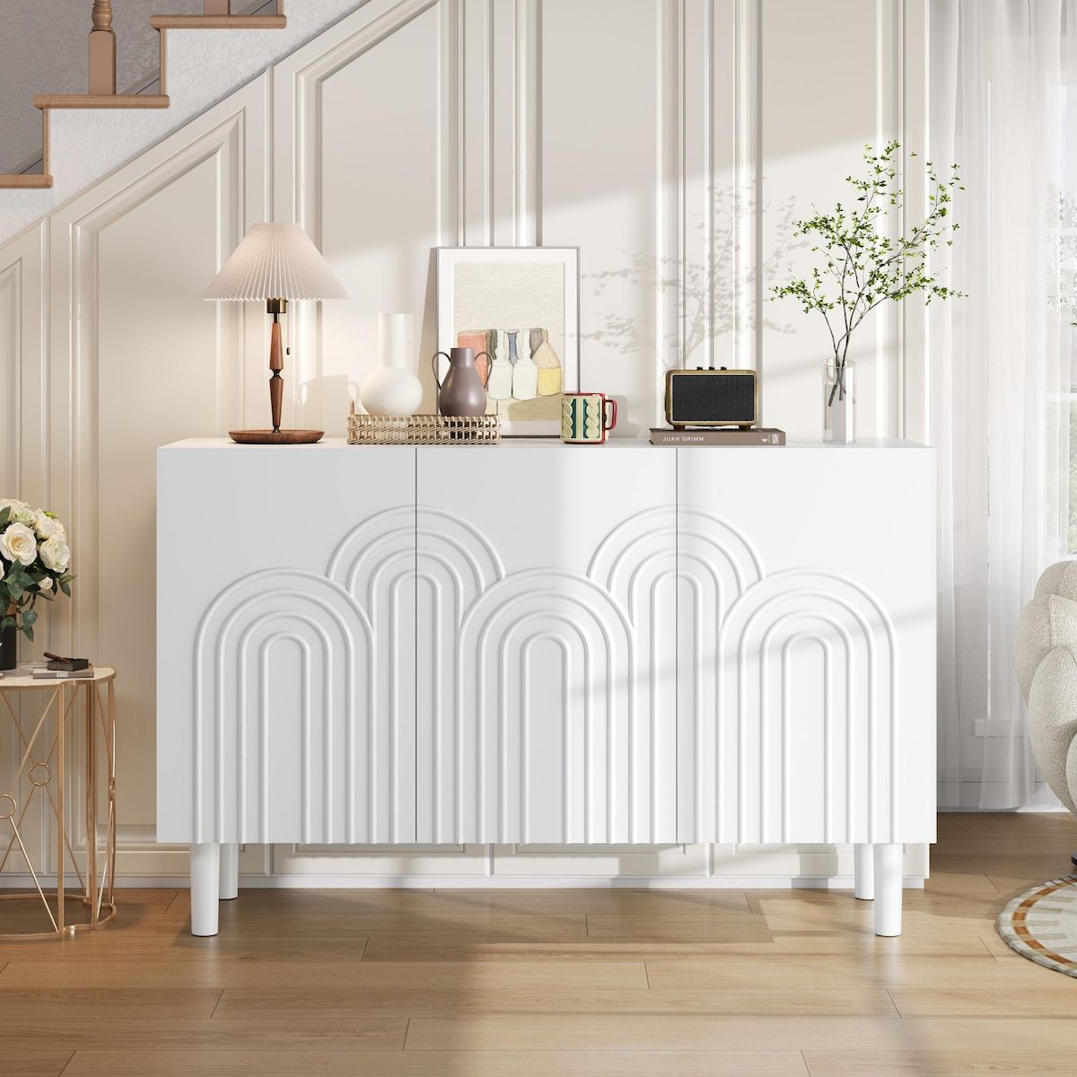 MERAX Buffet 3 porte(s) 0 tiroir(s) - 120 cm blanc mdf